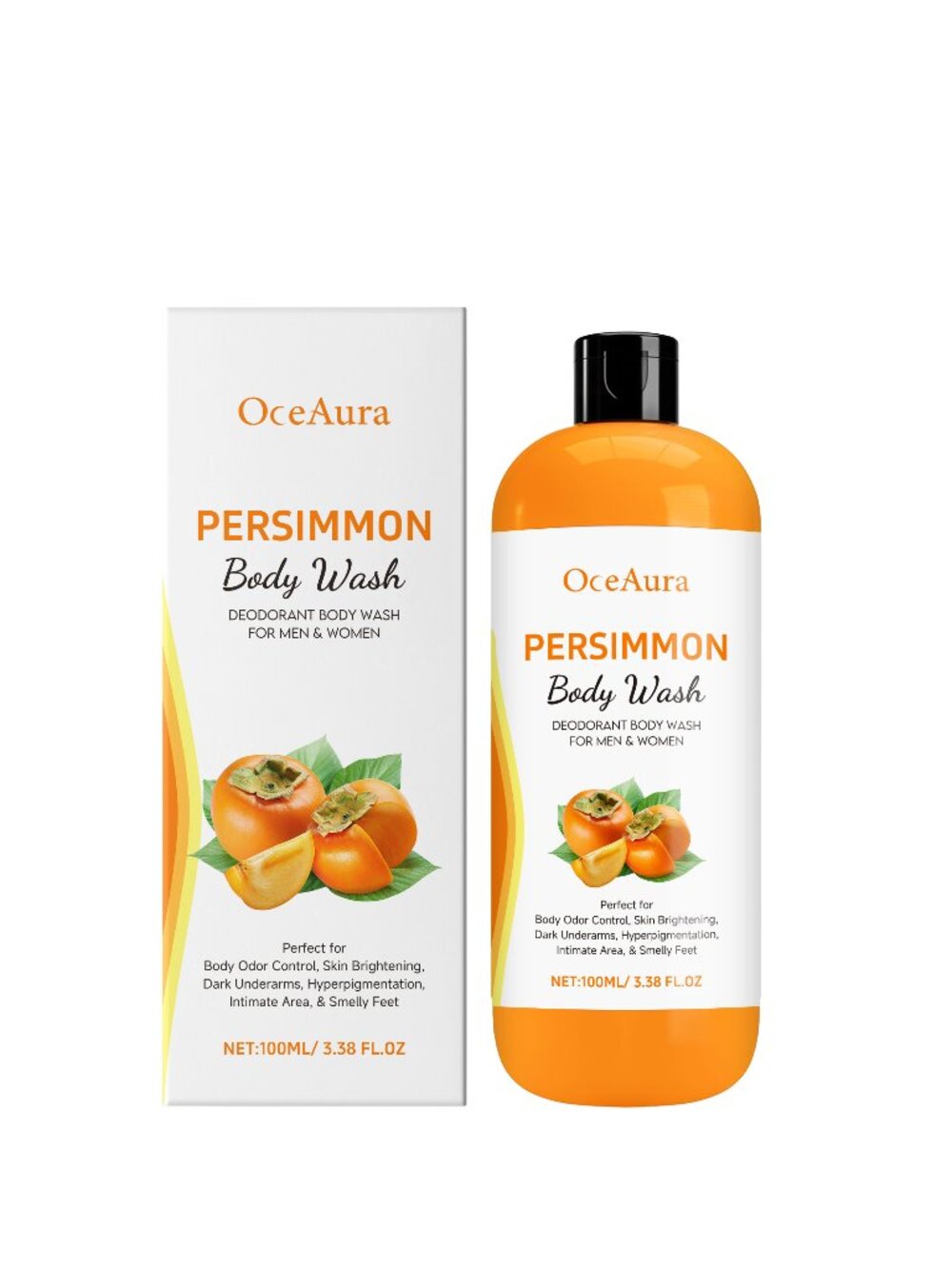 OceAura Persimmon Body Wash 100ml – Deep Cleansing & Moisturizing